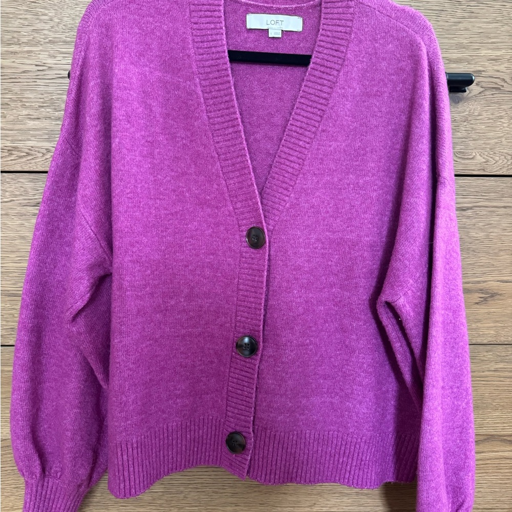 LOFT Women's Purple Cardigan Sweater